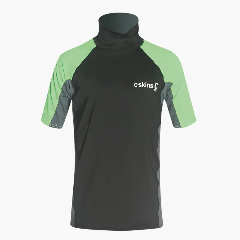 C-Skins Junior Short Sleeve Rash Vest Black/Green